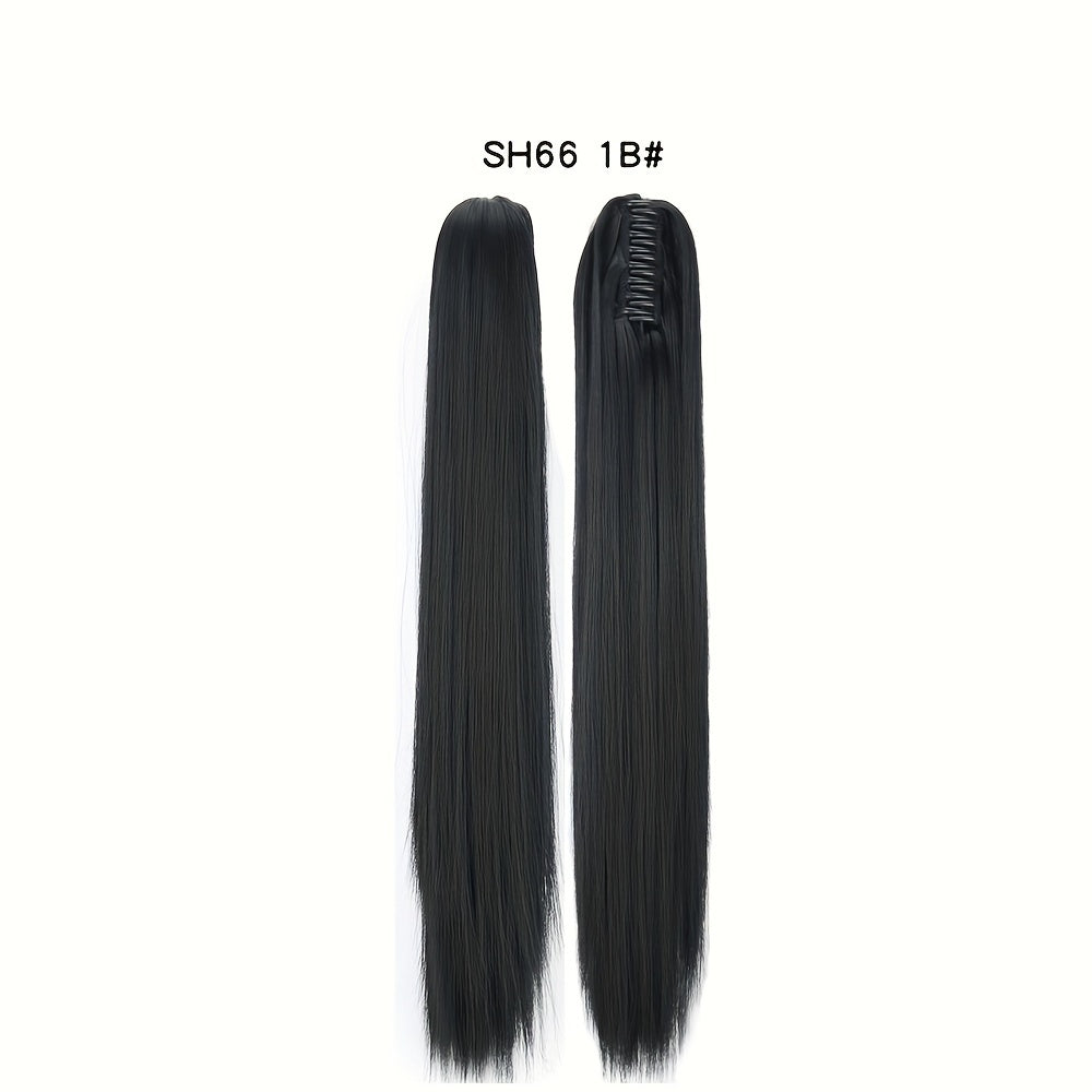 Synthetic Long Straight Claw Clip Ponytail Hair Extensions 24inch Synthetic Hairpiece Ponytails for Women Halloween