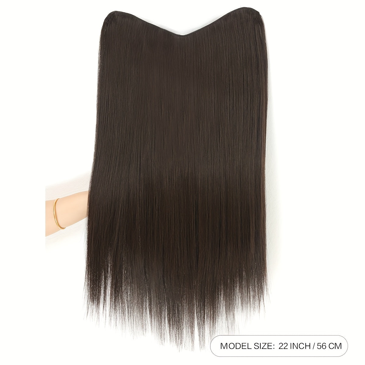Clip-in Hair Extensions V-shaped Brown 60.96 cm Long Straight Hair Heat Resistant Fiber Synthetic Hairpiece for Women Girls Party Daily Use