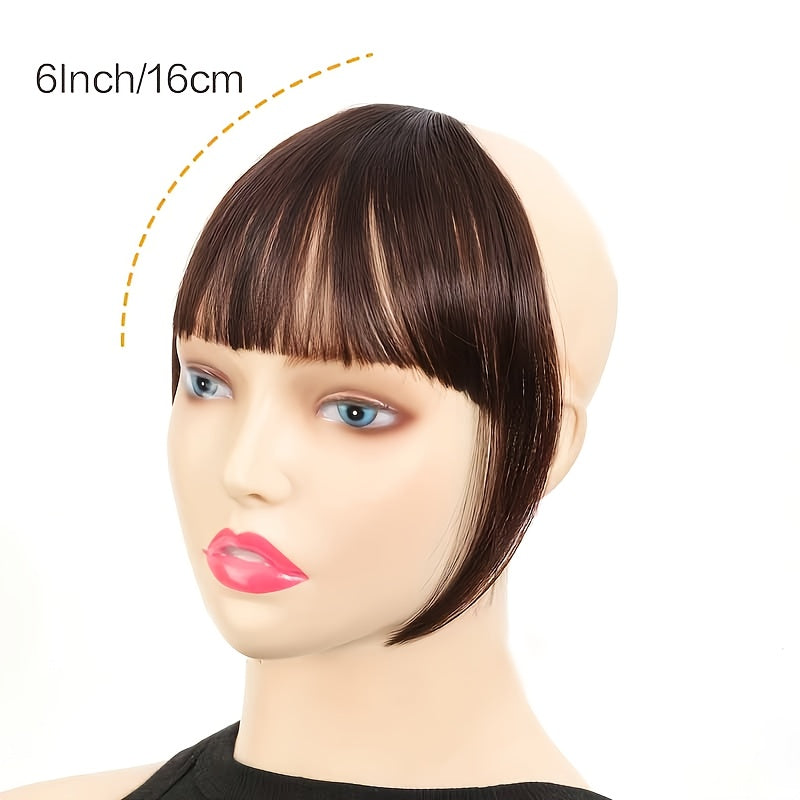 1pc Women'S Synthetic Fiber Clip-In Bangs, Invisible Mini BB Clip, Comfortable Breathable Net, Basic Style Straight Hair, Daily Wear Hairpiece