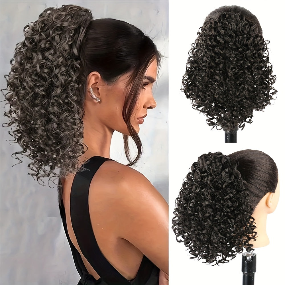 Curly Ponytail Extension for Women Drawstring Ponytail Hair Extensions 30.48 cm Synthetic Pony Tail Mix Fake Ponytail with 2 Clips Hairpiece for Daily Party