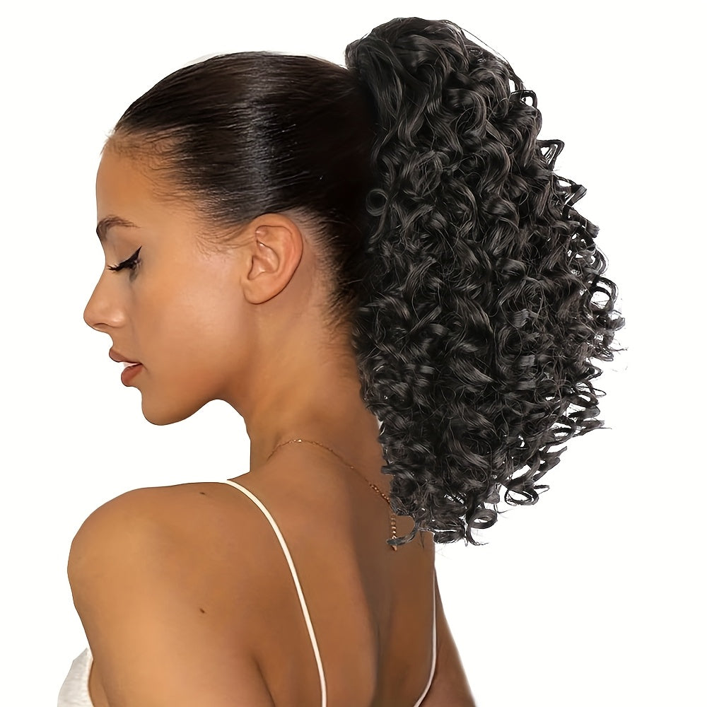 Curly Ponytail Extension for Women Drawstring Ponytail Hair Extensions 30.48 cm Synthetic Pony Tail Mix Fake Ponytail with 2 Clips Hairpiece for Daily Party