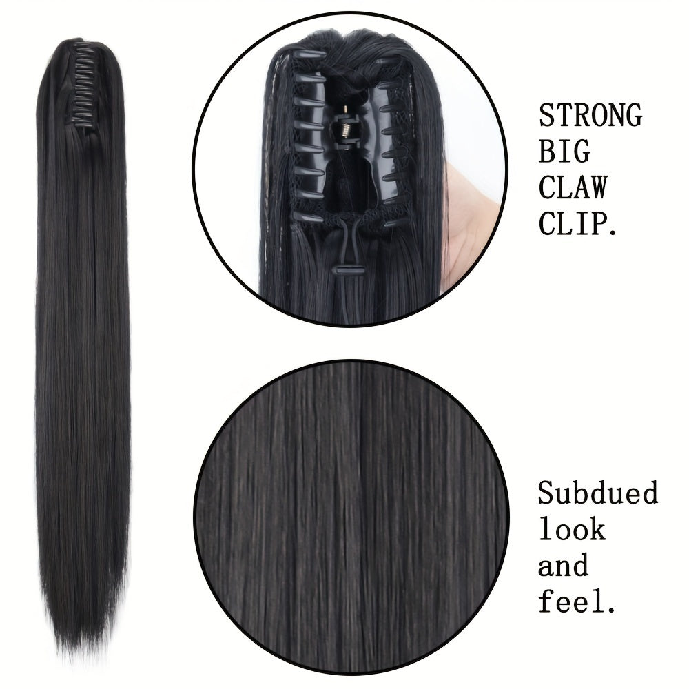 Synthetic Long Straight Claw Clip Ponytail Hair Extensions 24inch Synthetic Hairpiece Ponytails for Women Halloween