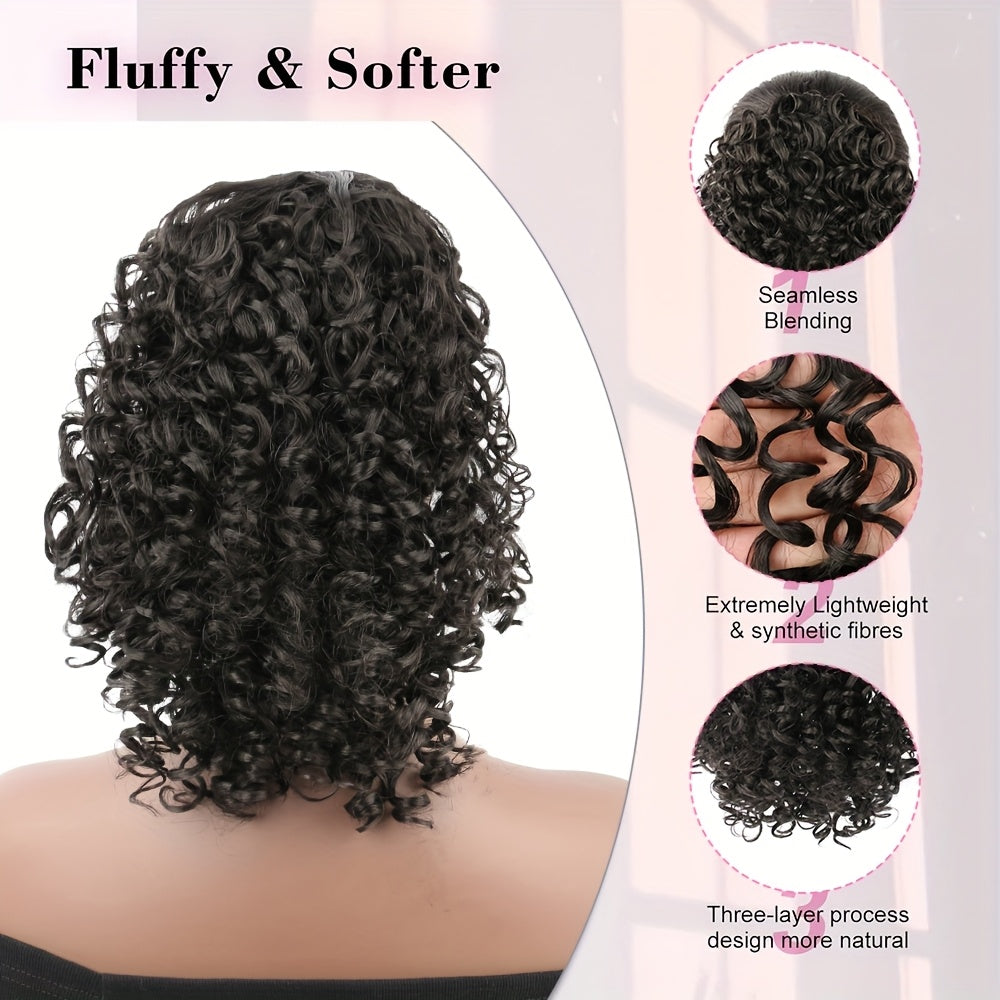 Curly Ponytail Extension for Women Drawstring Ponytail Hair Extensions 30.48 cm Synthetic Pony Tail Mix Fake Ponytail with 2 Clips Hairpiece for Daily Party