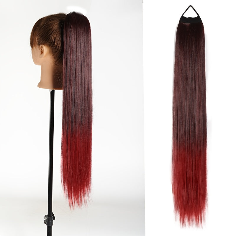 55.88cm Long Straight Synthetic Clip-In Ponytail Extension for Women - Soft Rubber Band, Natural Look, Easy to Style, Perfect for Everyday or Special Occasions, Ponytail Hair Extensions