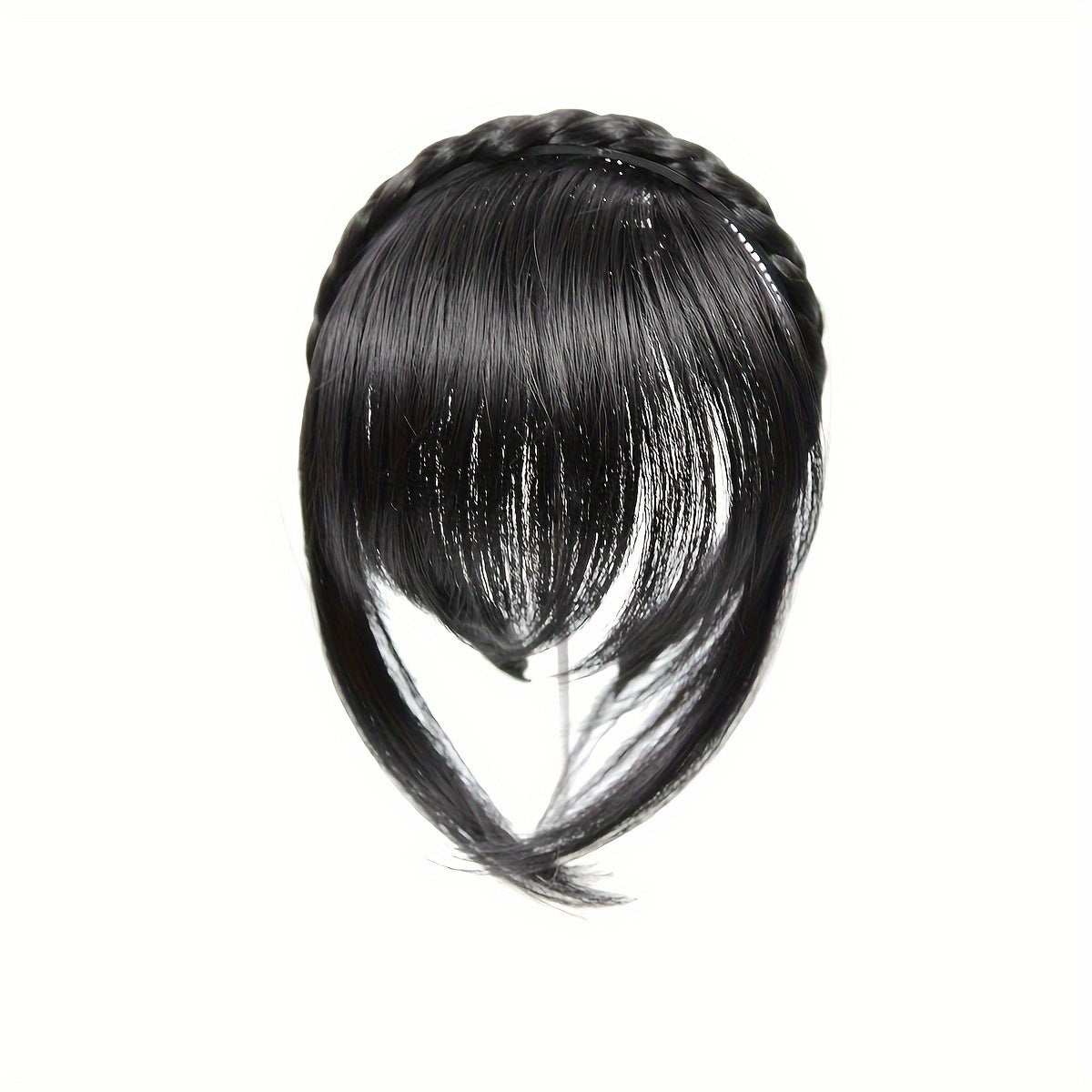 Elegant Twist Braid Headband with Short Straight Synthetic Hair Bangs - High-Temperature Fiber, Versatile Hairstyle Accessory for Women, Easy to Wear, Perfect for Adding Volume and Style, Hair Accessories
