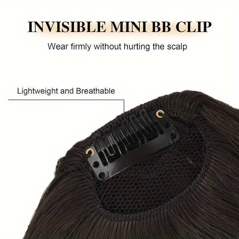 1pc Synthetic 15.24cm Bangs, Women'S Hair Clip-on Fake Forehead Hairpiece, Straight Hair, Comfortable & Breathable, Easy Maintenance, for Daily Wear