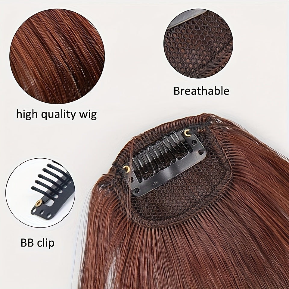 Elegant Women's Afro Curly Clip-In Hairbangs Wig - Natural Looking Kinky Dark Brown Black One-Piece Bangs, Fluffy Lengthening Hair Accessory, Comfortable & Secure Fit with Breathable Mesh