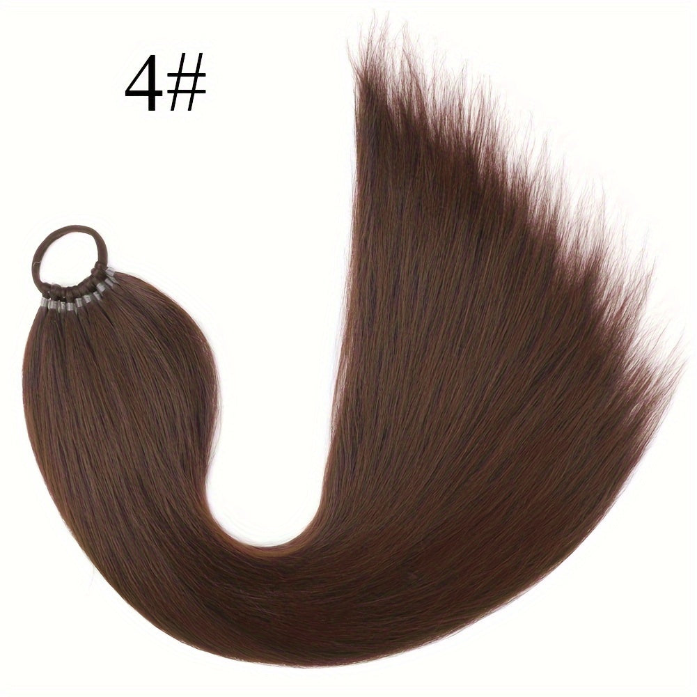 Straight Yaki Ponytail Extension - 60.96 cm Synthetic Kinky Wrap Around Long Hairpiece with Tie - Basics Style, Suitable for All Women Multiple Colors to Choose From Accessories For Party Daily Use Christmas