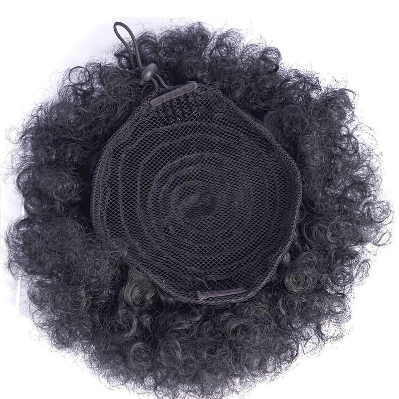 Afro Curly/Kinky Braided Ponytail with Secure Clip & Adjustable Strap - Easy Styling for Daily Use, Parties, and Photography, High-Temperature Fiber, Everyday Hairstyle | Secure Clip Attachment | Adjustable Strap Feature, Ponytail Holder