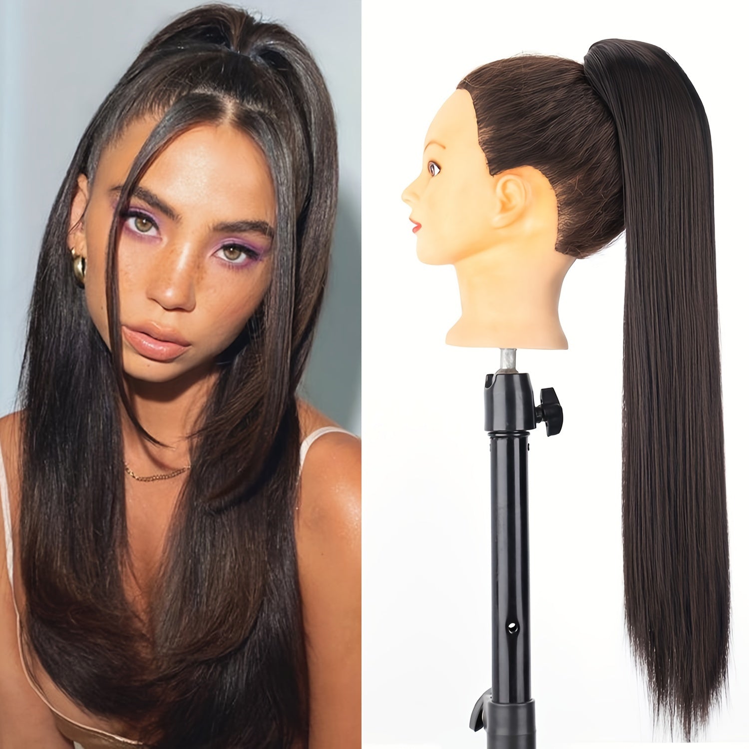 Synthetic Long Straight Claw Clip Ponytail Hair Extensions 24inch Synthetic Hairpiece Ponytails for Women Halloween