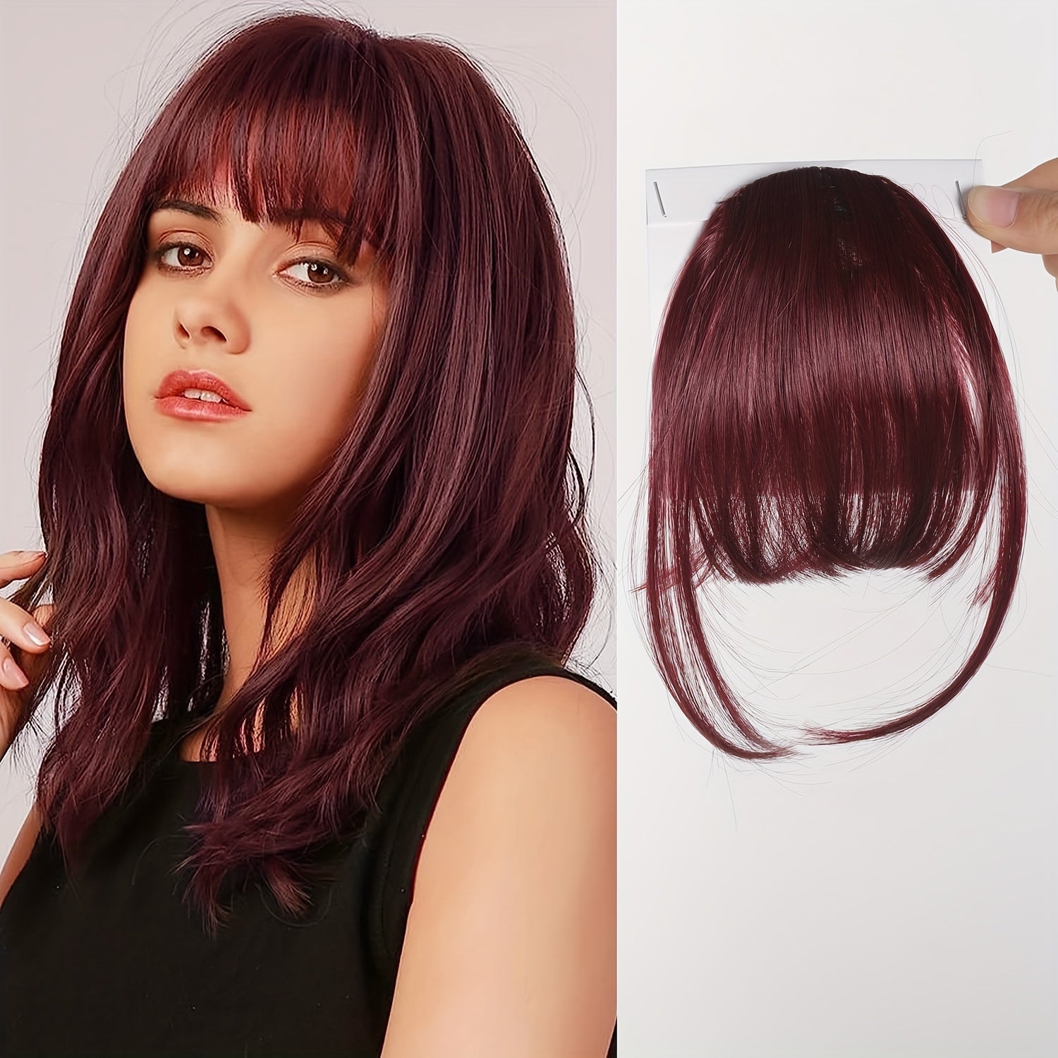 Women's Straight Synthetic Clip-In Hair Bangs Extension, Natural-Looking Air Fringe Hairpiece, Invisible Clip Hair Accessories for All - 7.5g Basics Style