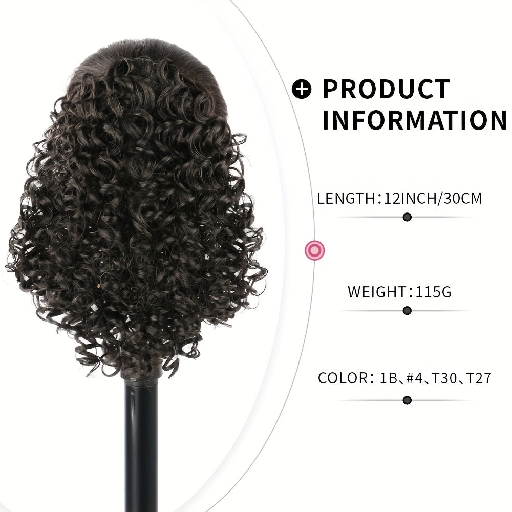 Curly Ponytail Extension for Women Drawstring Ponytail Hair Extensions 30.48 cm Synthetic Pony Tail Mix Fake Ponytail with 2 Clips Hairpiece for Daily Party