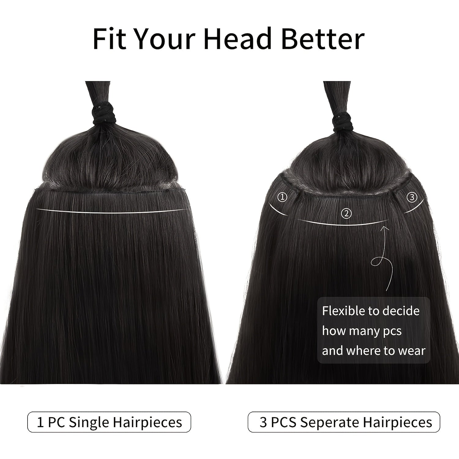 [Thick Long Hair Extensions] 3Pcs Thick Long Straight Set Clip in on Hair Extensions for Women Girls