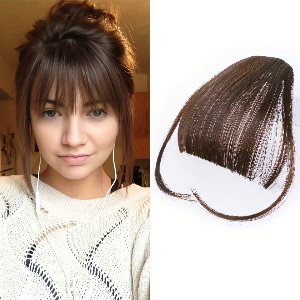 Elegant Women's Afro Curly Clip-In Hairbangs Wig - Natural Looking Kinky Dark Brown Black One-Piece Bangs, Fluffy Lengthening Hair Accessory, Comfortable & Secure Fit with Breathable Mesh