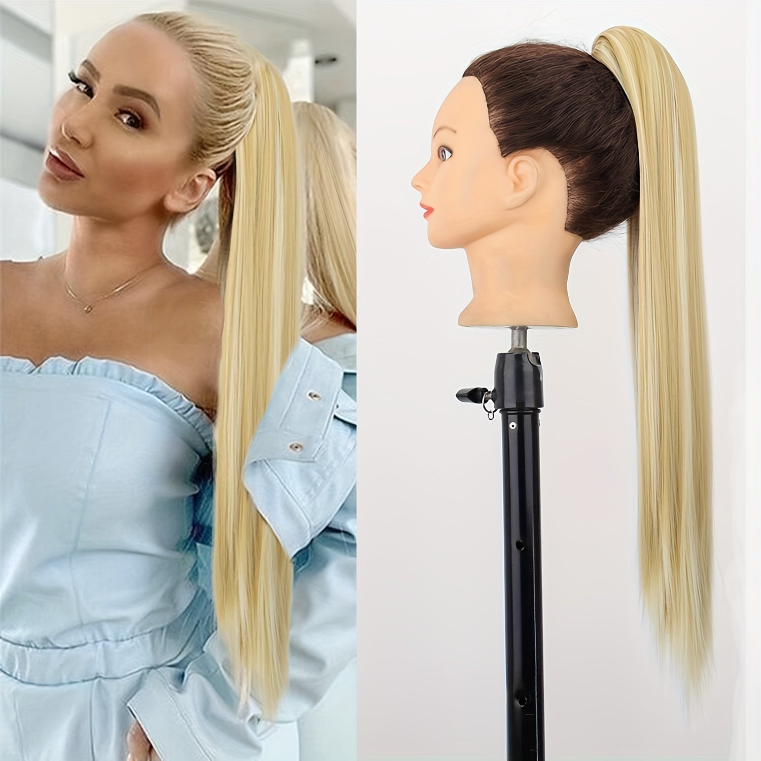 Synthetic Long Straight Claw Clip Ponytail Hair Extensions 24inch Synthetic Hairpiece Ponytails for Women Halloween