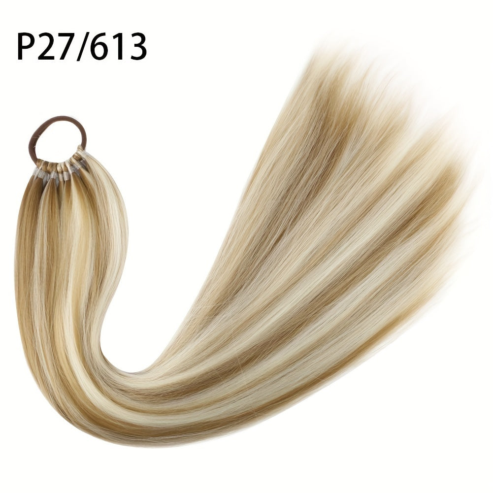 Straight Yaki Ponytail Extension - 24 Inch Synthetic Kinky Wrap Around Long Hairpiece with Tie - Basics Style, Suitable for All Women Multiple Colors to Choose From Accessories For Party Daily Use Christmas