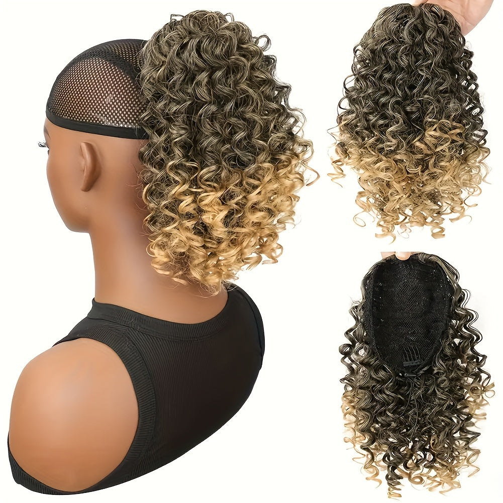 30.48 cm Drawstring Ponytail Extension for Women Short Synthetic Curly Ponytail Extension Pony tails Drawstring Hair Pieces for Daily Use