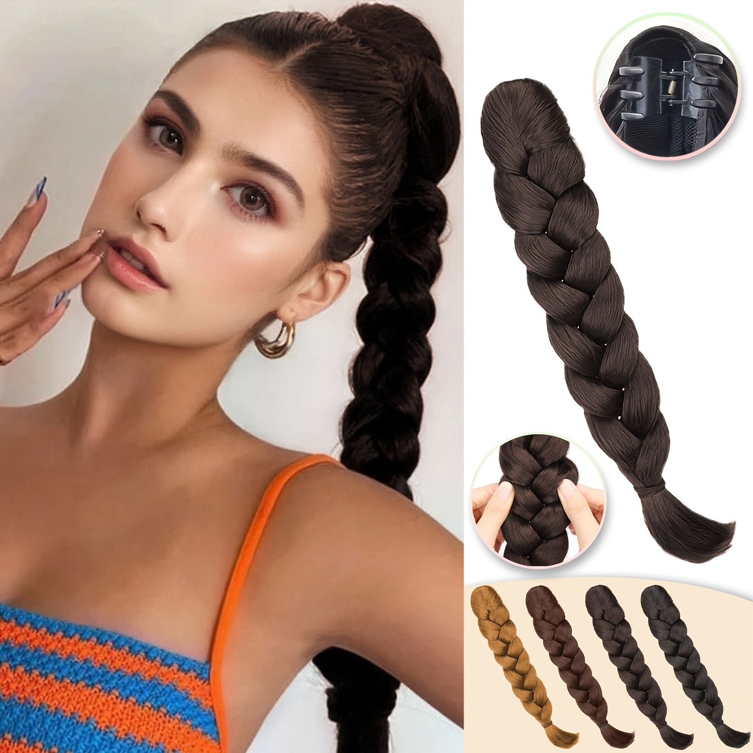 Elegant Claw-Clamp Ponytail Extension - Versatile Loose Curly Hairpiece for Women, Perfect for Parties, Weddings & Casual Attire, High-Quality Heat-Resistant Fiber, Available in Black, Brown & More Shades, Ponytail Hair Extensions