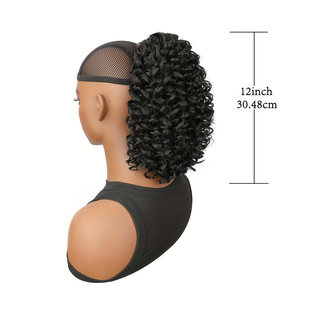 30.48 cm Drawstring Ponytail Extension for Women Short Synthetic Curly Ponytail Extension Pony tails Drawstring Hair Pieces for Daily Use