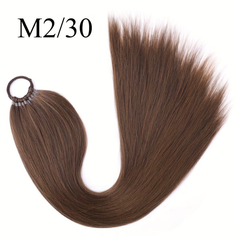 Straight Yaki Ponytail Extension - 24 Inch Synthetic Kinky Wrap Around Long Hairpiece with Tie - Basics Style, Suitable for All Women Multiple Colors to Choose From Accessories For Party Daily Use Christmas
