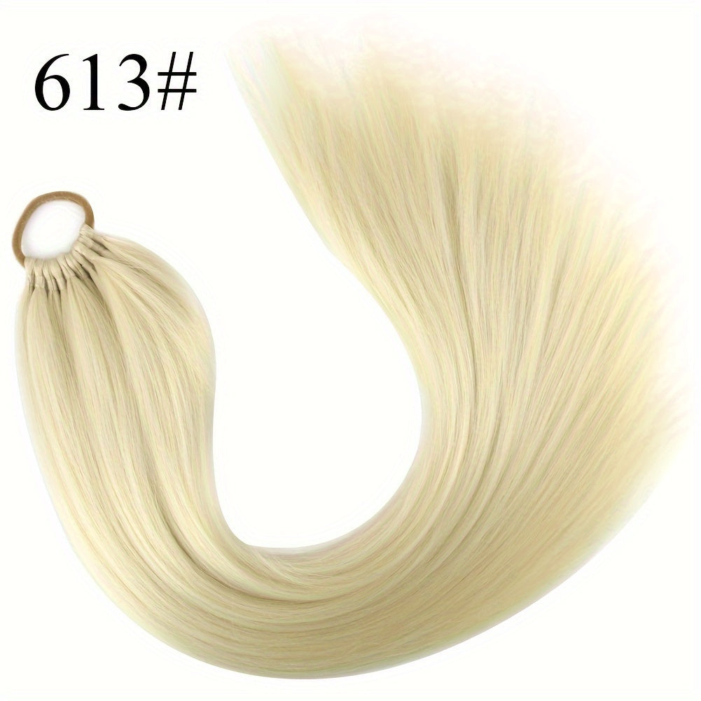 Straight Yaki Ponytail Extension - 24 Inch Synthetic Kinky Wrap Around Long Hairpiece with Tie - Basics Style, Suitable for All Women Multiple Colors to Choose From Accessories For Party Daily Use Christmas