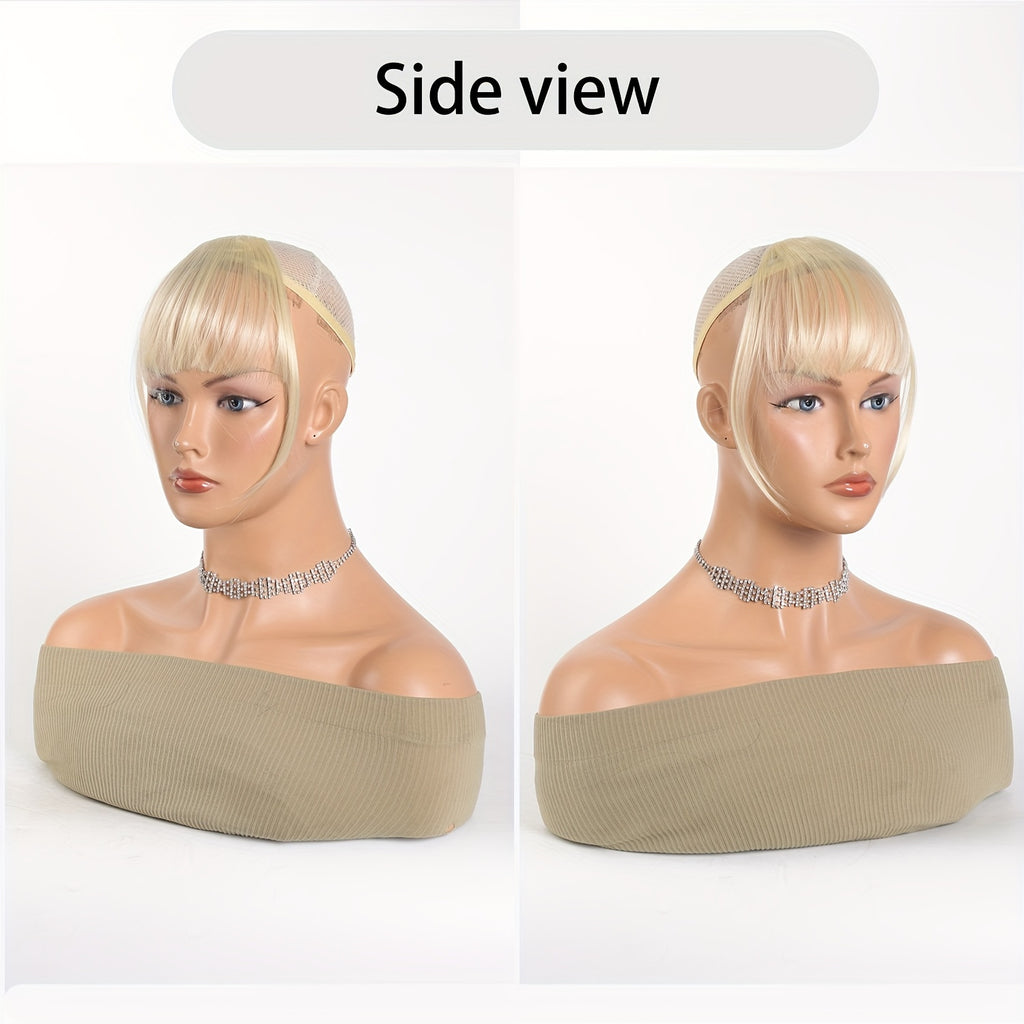 Women's Straight Synthetic Clip-In Hair Bangs Extension, Natural-Looking Air Fringe Hairpiece, Invisible Clip Hair Accessories for All - 7.5g Basics Style
