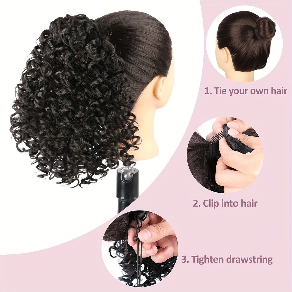 Curly Ponytail Extension for Women Drawstring Ponytail Hair Extensions 30.48 cm Synthetic Pony Tail Mix Fake Ponytail with 2 Clips Hairpiece for Daily Party