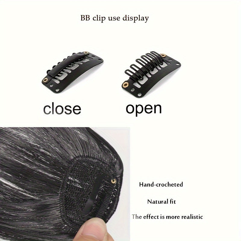 Clip-In Synthetic Bangs Wig - Natural Looking Straight Hair Fringe for Women, High-Temperature Fiber, Ideal for Cosplay and Parties, Cosplay Accessory|Clipon Fringe|Realistic Hairline, Wig Accessories