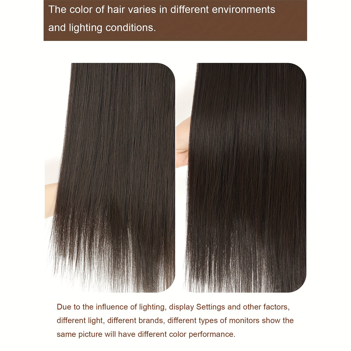 Clip-in Hair Extensions V-shaped Brown 60.96 cm Long Straight Hair Heat Resistant Fiber Synthetic Hairpiece for Women Girls Party Daily Use