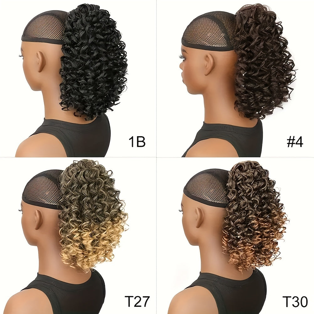 30.48 cm Drawstring Ponytail Extension for Women Short Synthetic Curly Ponytail Extension Pony tails Drawstring Hair Pieces for Daily Use