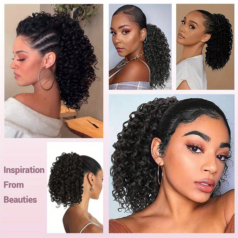 Curly Ponytail Extension for Women Drawstring Ponytail Hair Extensions 30.48 cm Synthetic Pony Tail Mix Fake Ponytail with 2 Clips Hairpiece for Daily Party