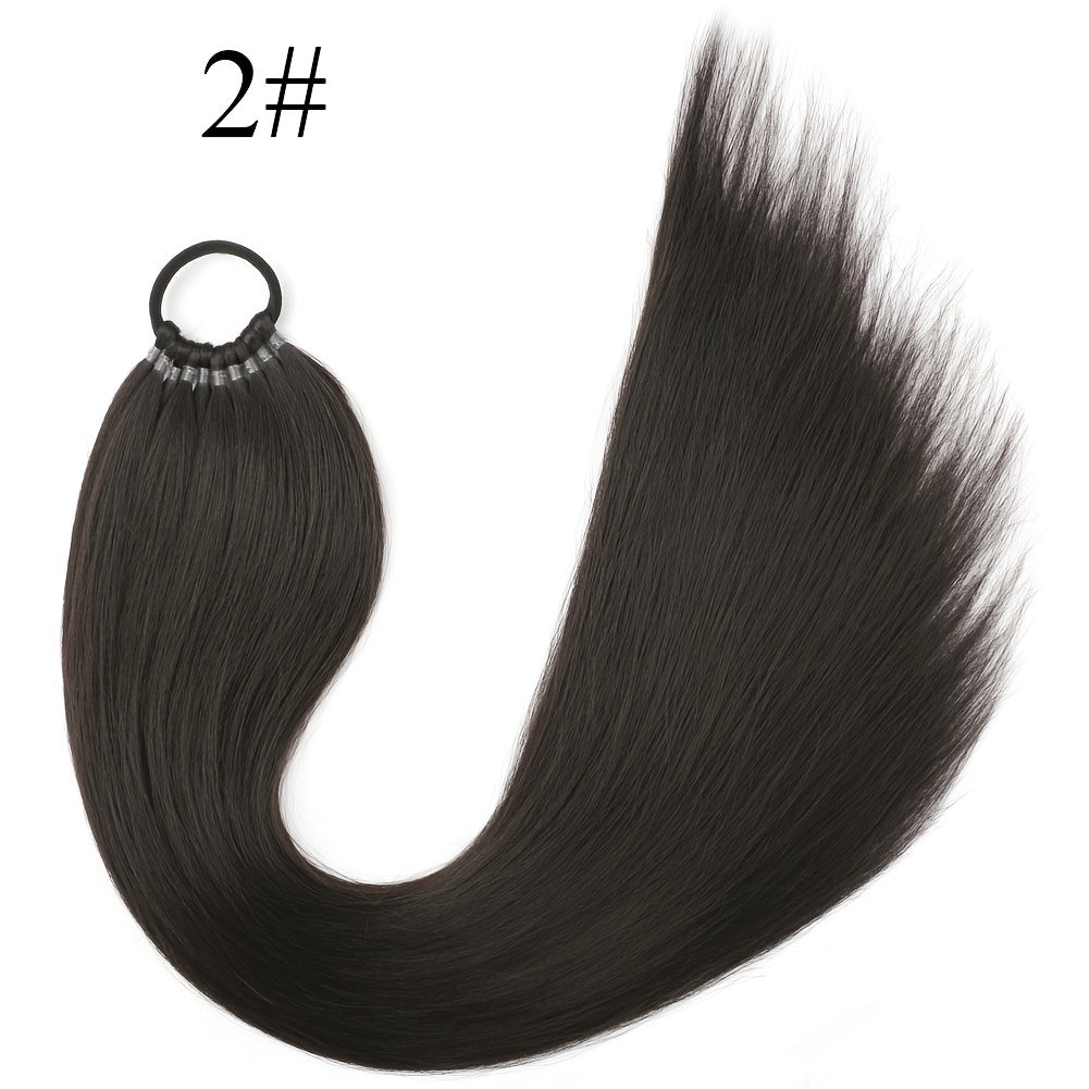 Straight Yaki Ponytail Extension - 60.96 cm Synthetic Kinky Wrap Around Long Hairpiece with Tie - Basics Style, Suitable for All Women Multiple Colors to Choose From Accessories For Party Daily Use Christmas