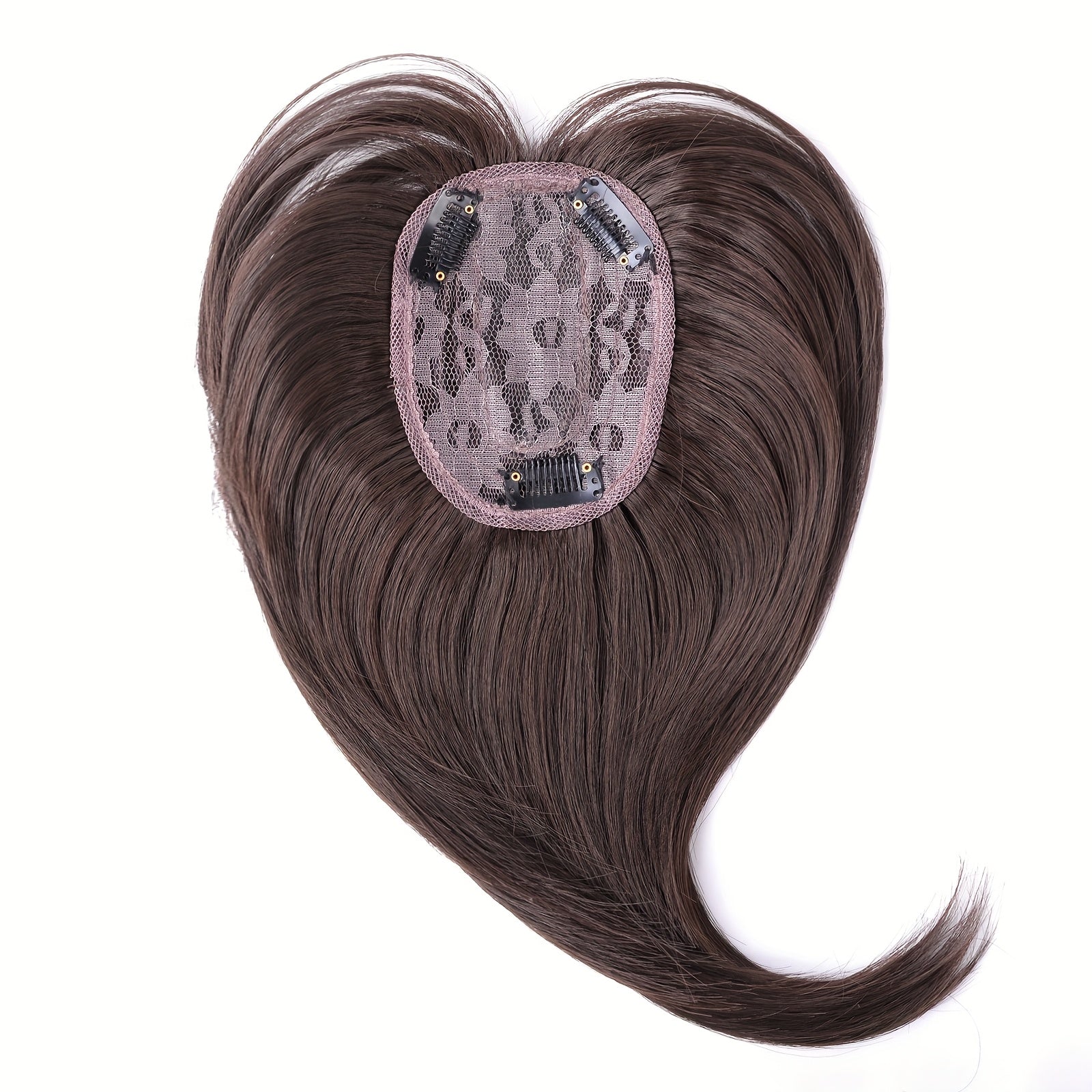 30.48 cm Hair Toppers for Women with Thinning Hair Synthetic Hair Topper with Wispy Bangs 3D Cover Upgrade Middle Part Clip in Bangs for Women Daily Gift Black Dark Brown Heat Resistant High Temperature Fiber