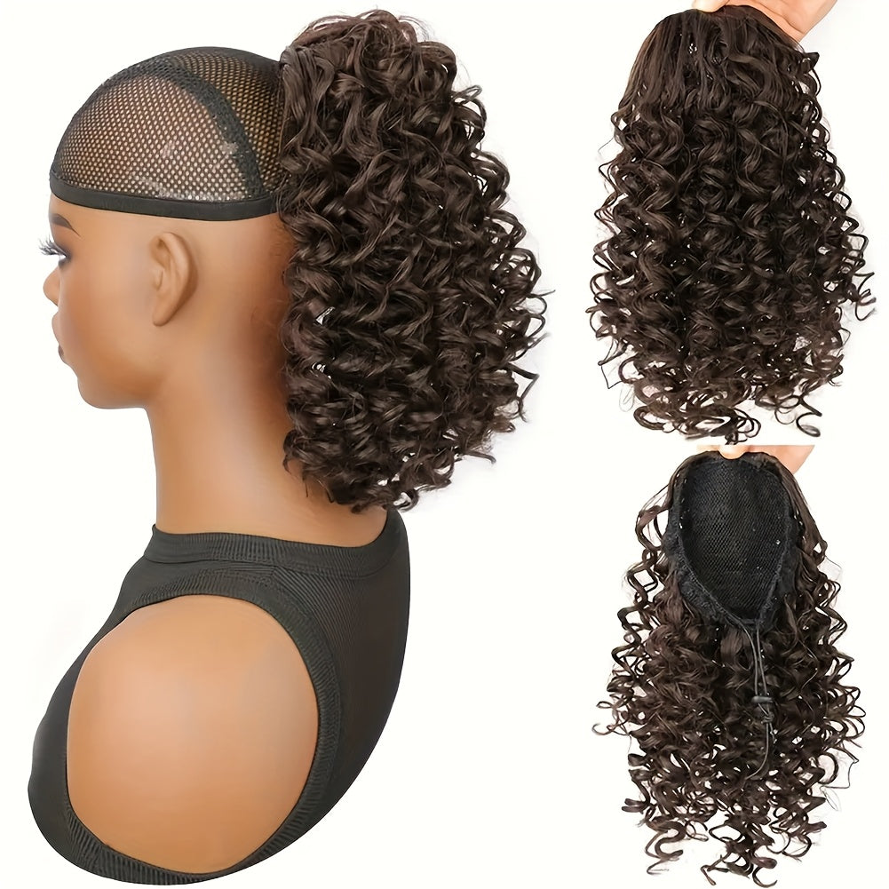 30.48 cm Drawstring Ponytail Extension for Women Short Synthetic Curly Ponytail Extension Pony tails Drawstring Hair Pieces for Daily Use