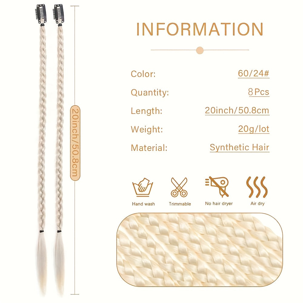 8pcs Set, 22-inch Y2K Style Women'S Twisted Braids, High Temperature Fiber, Hair Extensions for Daily Use & Special Occasions