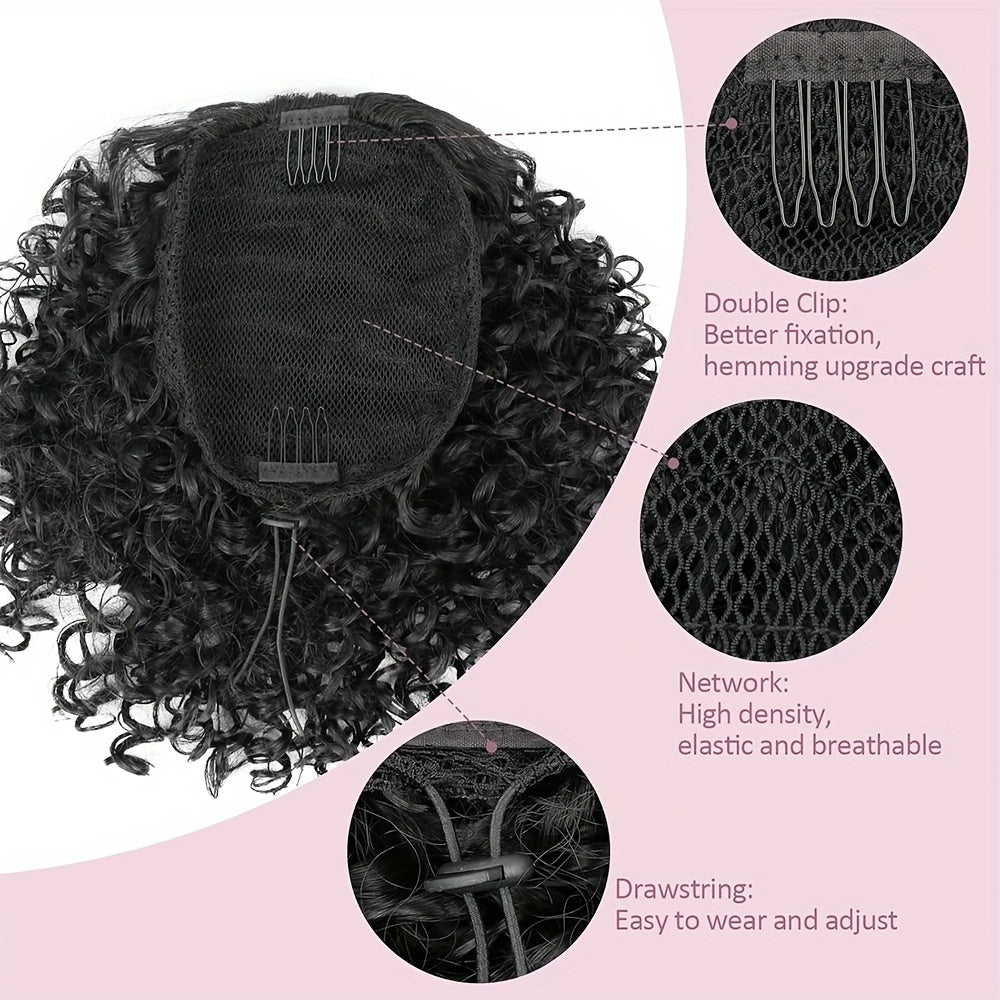 Curly Ponytail Extension for Women Drawstring Ponytail Hair Extensions 30.48 cm Synthetic Pony Tail Mix Fake Ponytail with 2 Clips Hairpiece for Daily Party