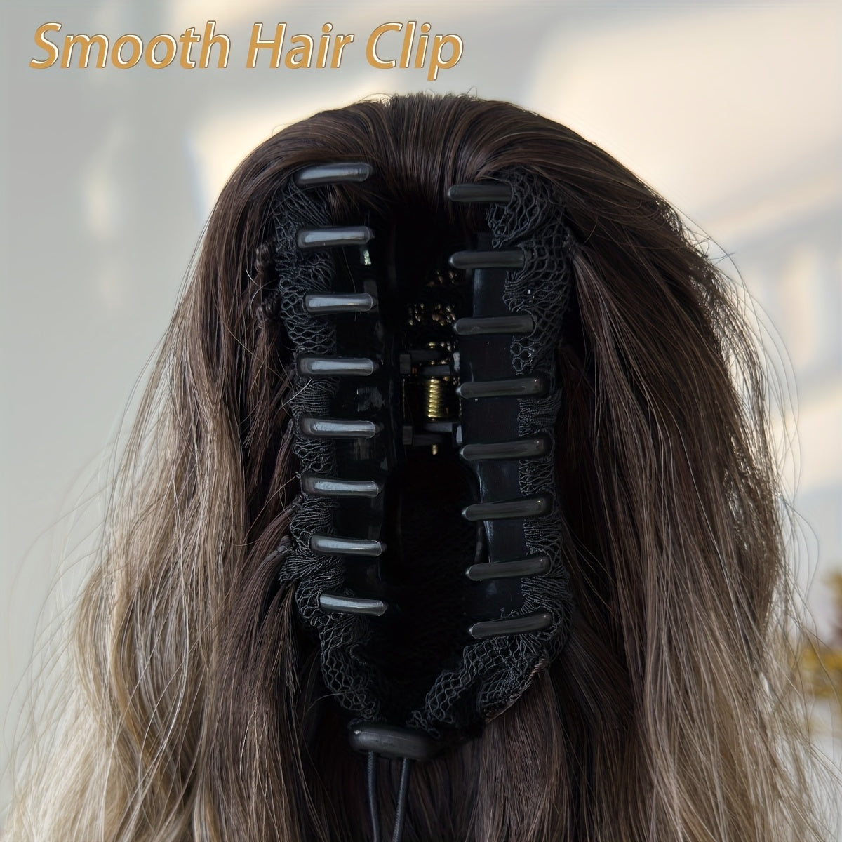 Ombre Colored Claw-Shaped Ponytail Extension Hair Accessory - 26 Inch Water Wave Heat-Resistant Synthetic Ponytail Wig for Women, Dark Brown to Blonde Gradient, Perfect for Daily Use, Ponytail Wigs, Hair Styling, Versatile Hairpiece, Heatresistant Fiber