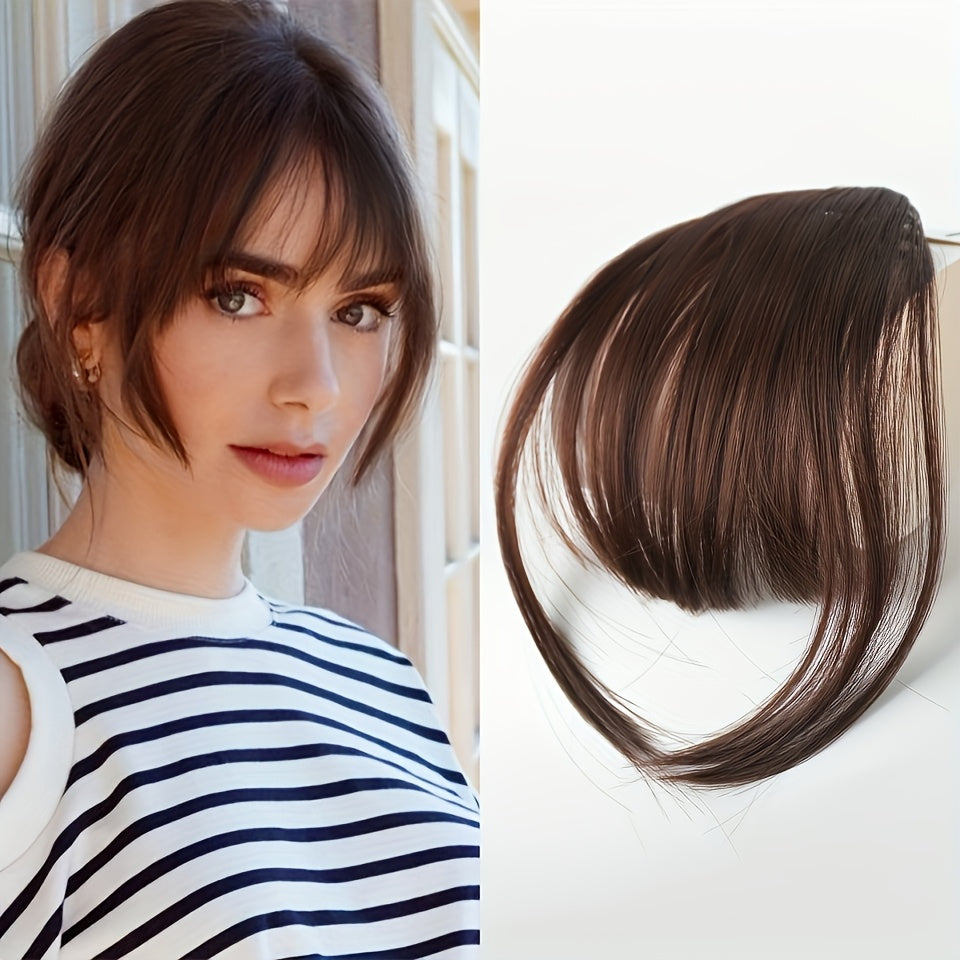 Elegant Women's Afro Curly Clip-In Hairbangs Wig - Natural Looking Kinky Dark Brown Black One-Piece Bangs, Fluffy Lengthening Hair Accessory, Comfortable & Secure Fit with Breathable Mesh