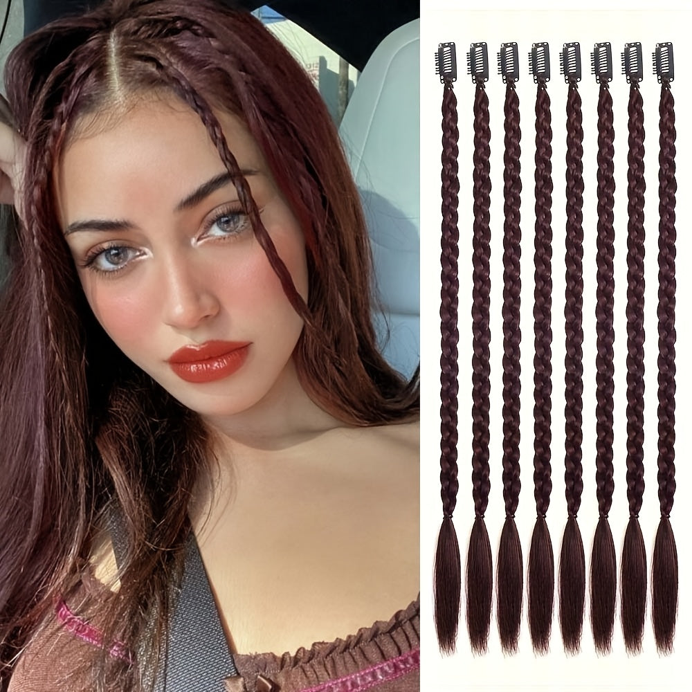 8pcs Set, 22-inch Y2K Style Women'S Twisted Braids, High Temperature Fiber, Hair Extensions for Daily Use & Special Occasions