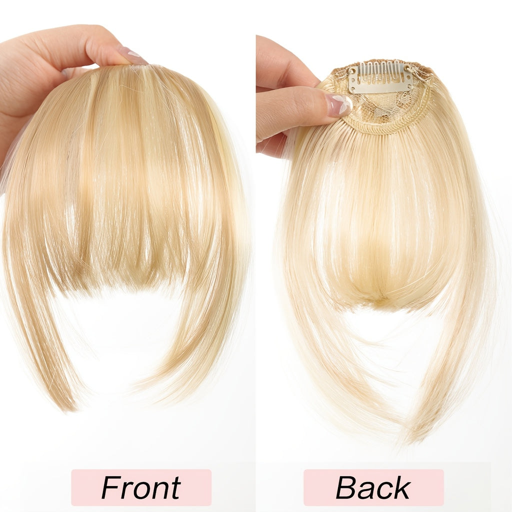 1pc Clip In Bangs Front Neat Bangs Hairpiece Synthetic Fake False Hair Piece Bangs Hairpiece Clip In Hair Extensions for Women Girls Black Brown Golden Gray Heat Resistant Suitable for Daily Wear Cosplay Music Festivals Parties Holidays