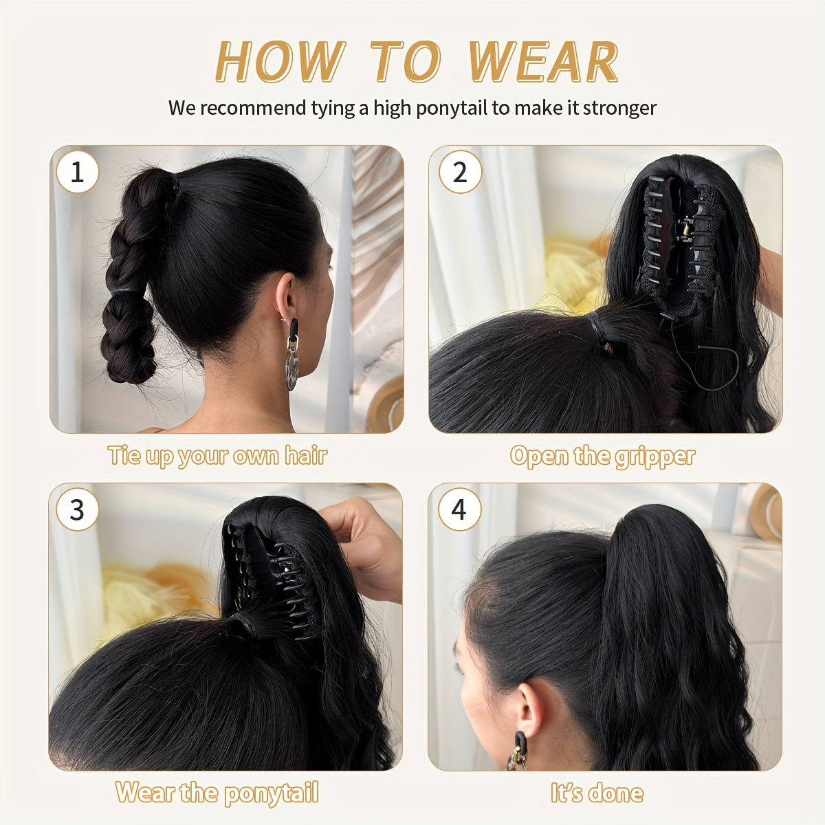 [Deep Wave Ponytail Extensions] 26" Black Deep Wave Synthetic Ponytail Extensions for Women | Adjustable Drawstring, Secure Clip-On, Natural Look, Fit All Hair Types & Ethnicities, Quick Hairstyle Solution