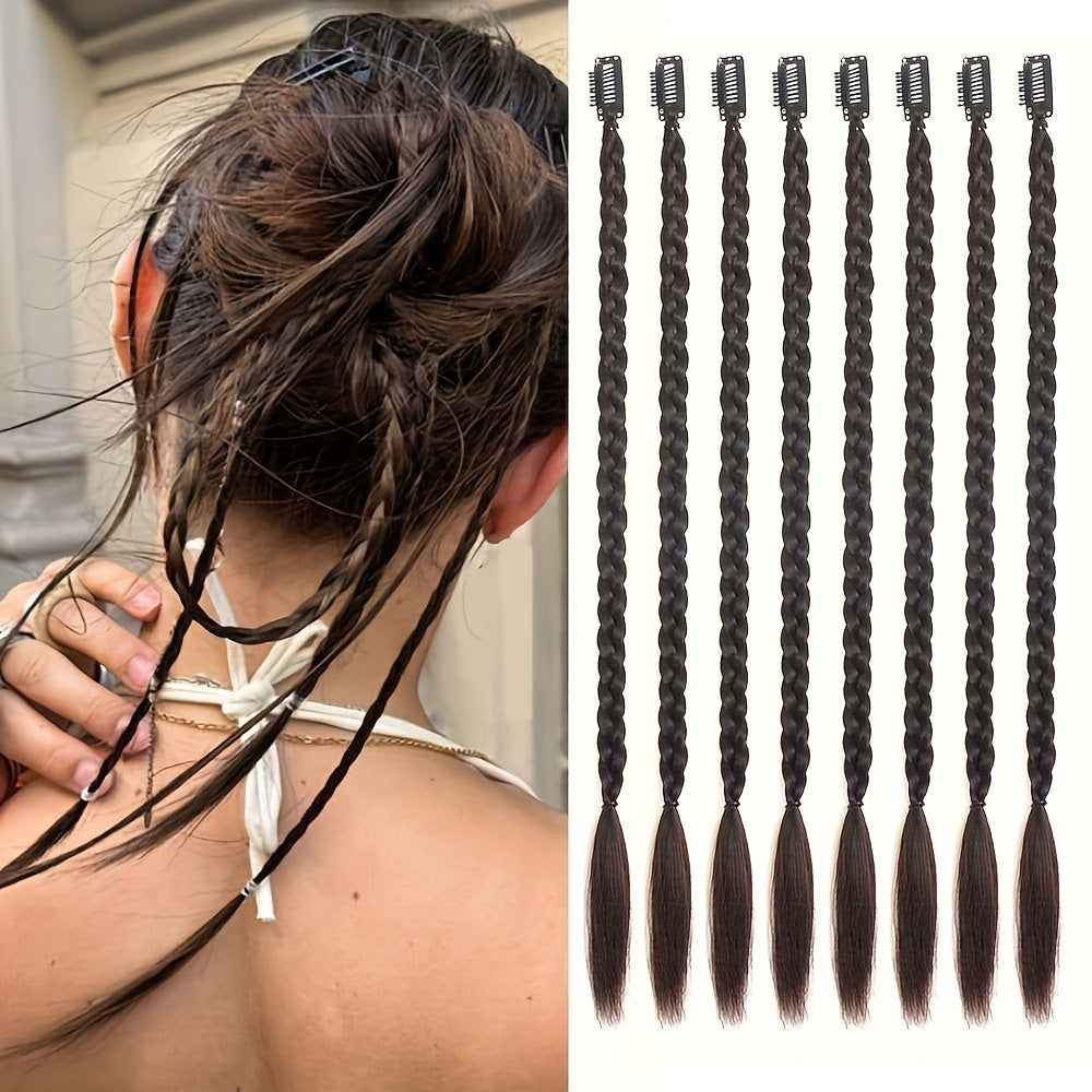 8pcs Set, 22-inch Y2K Style Women'S Twisted Braids, High Temperature Fiber, Hair Extensions for Daily Use & Special Occasions