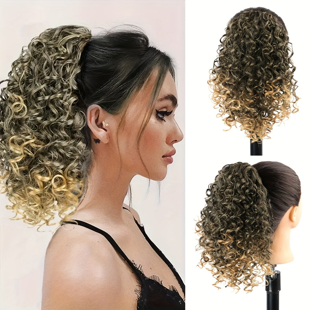 Curly Ponytail Extension for Women Drawstring Ponytail Hair Extensions 30.48 cm Synthetic Pony Tail Mix Fake Ponytail with 2 Clips Hairpiece for Daily Party