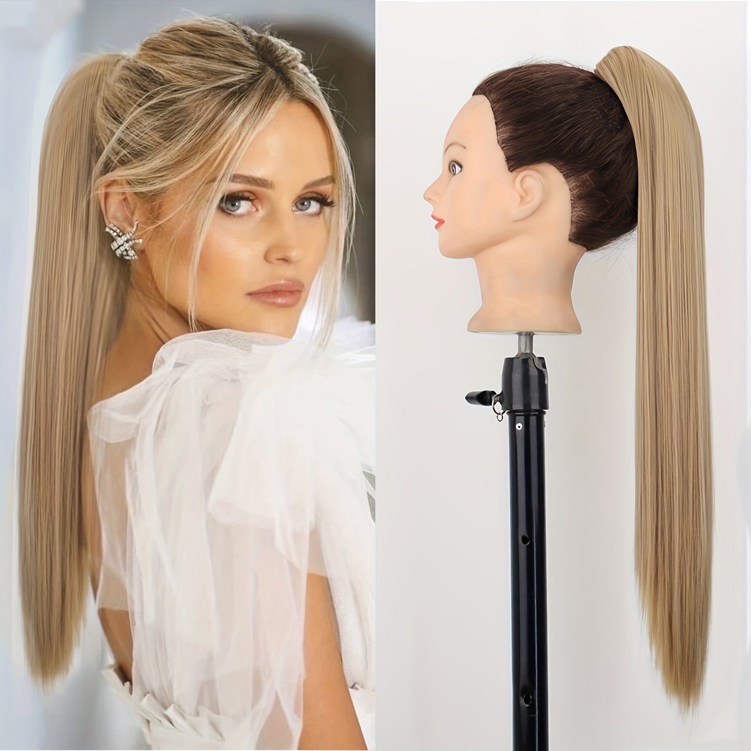 Synthetic Long Straight Claw Clip Ponytail Hair Extensions 24inch Synthetic Hairpiece Ponytails for Women Halloween
