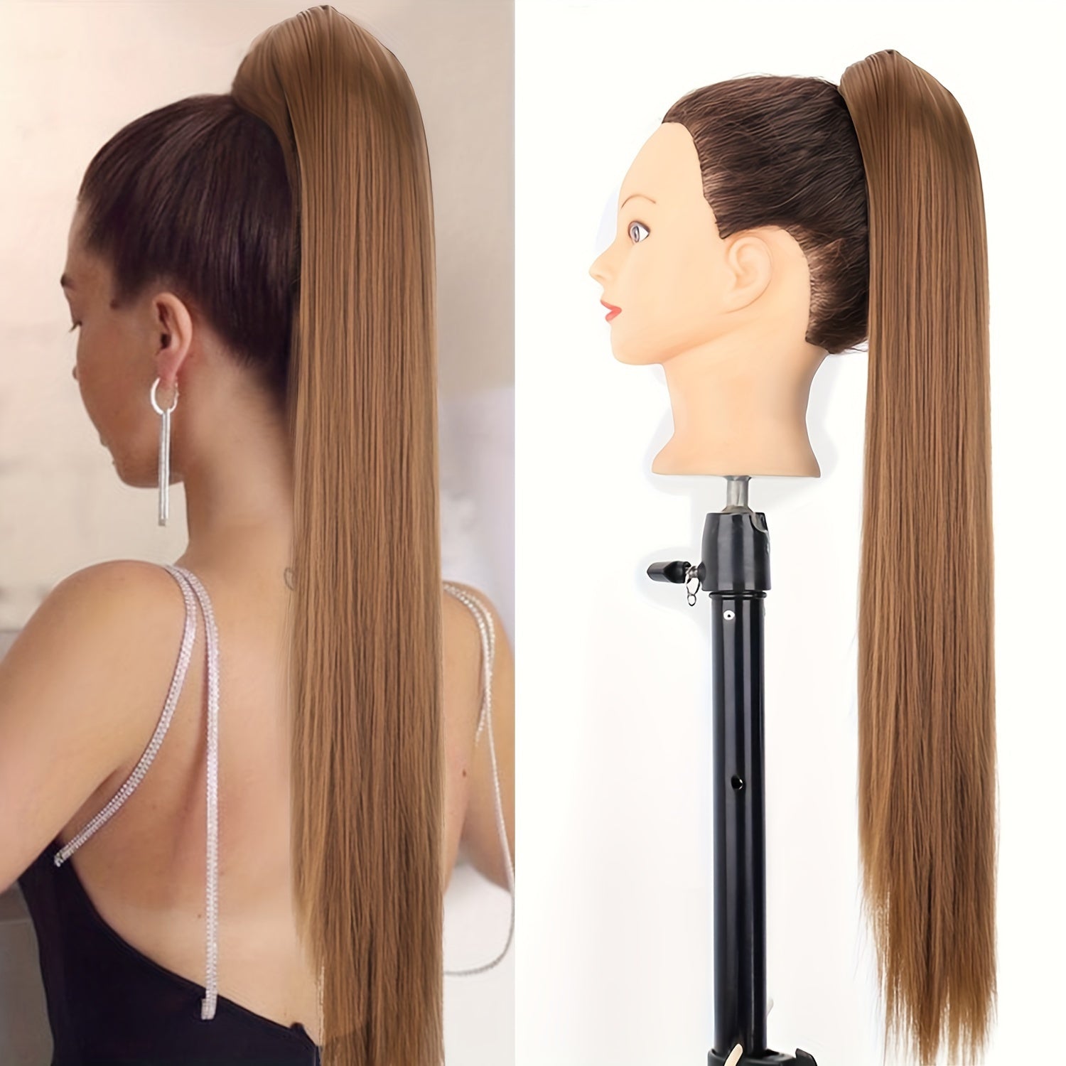 Synthetic Long Straight Claw Clip Ponytail Hair Extensions 24inch Synthetic Hairpiece Ponytails for Women Halloween