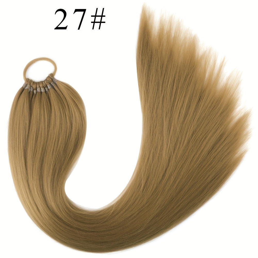Straight Yaki Ponytail Extension - 24 Inch Synthetic Kinky Wrap Around Long Hairpiece with Tie - Basics Style, Suitable for All Women Multiple Colors to Choose From Accessories For Party Daily Use Christmas