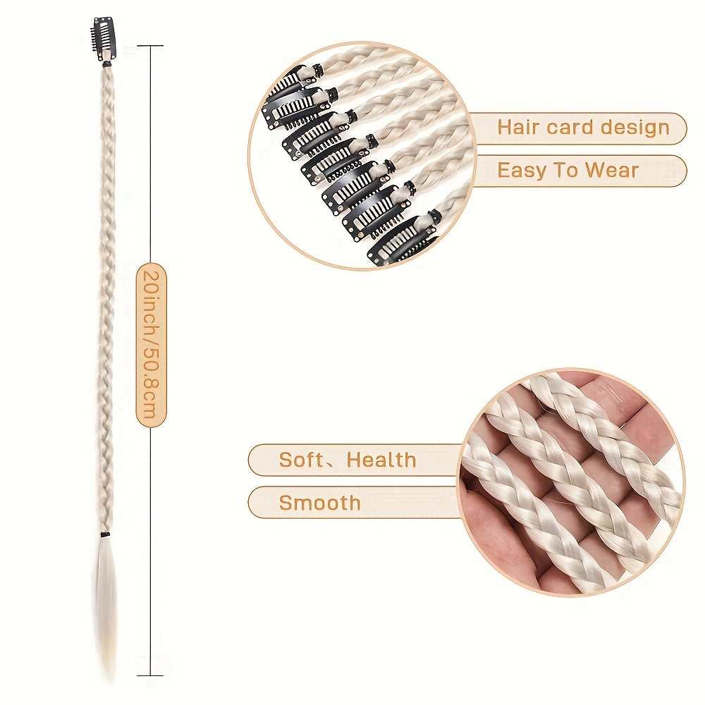 8pcs Set, 22-inch Y2K Style Women'S Twisted Braids, High Temperature Fiber, Hair Extensions for Daily Use & Special Occasions