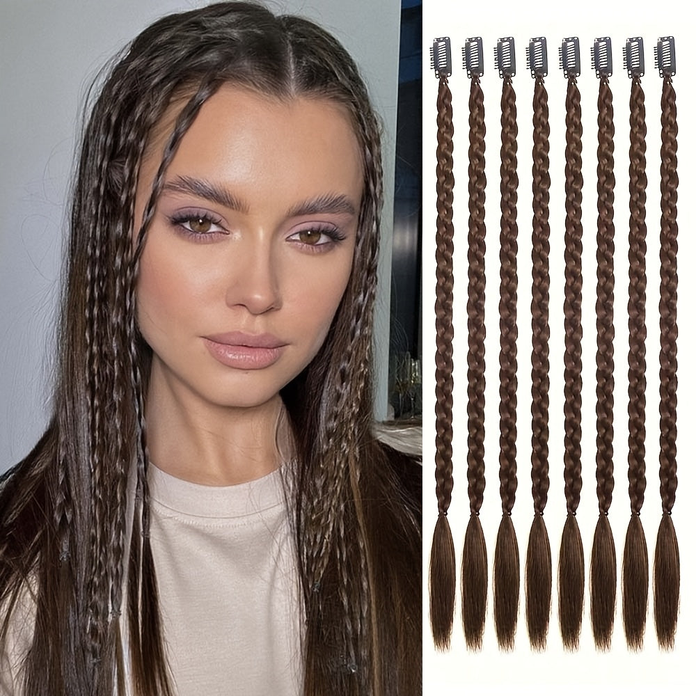 8pcs Set, 22-inch Y2K Style Women'S Twisted Braids, High Temperature Fiber, Hair Extensions for Daily Use & Special Occasions