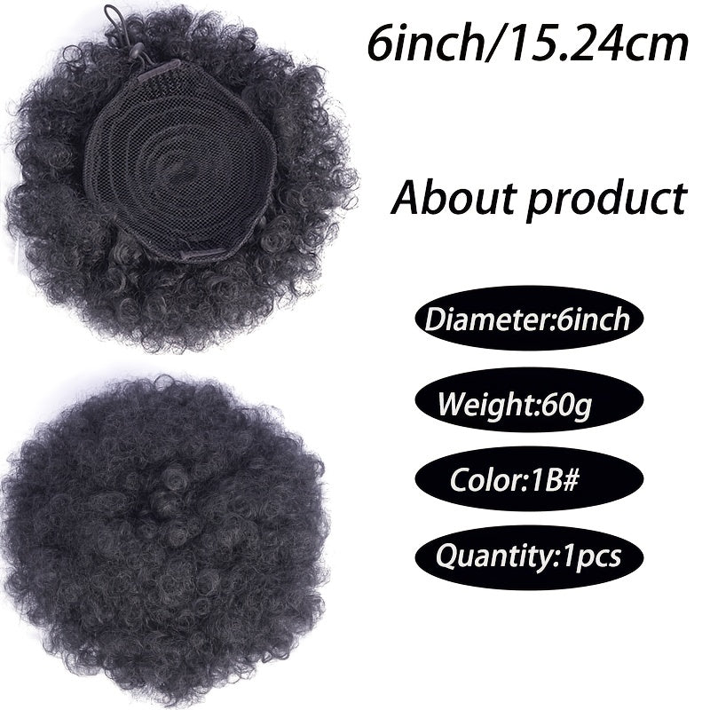 Afro Curly/Kinky Braided Ponytail with Secure Clip & Adjustable Strap - Easy Styling for Daily Use, Parties, and Photography, High-Temperature Fiber, Everyday Hairstyle | Secure Clip Attachment | Adjustable Strap Feature, Ponytail Holder