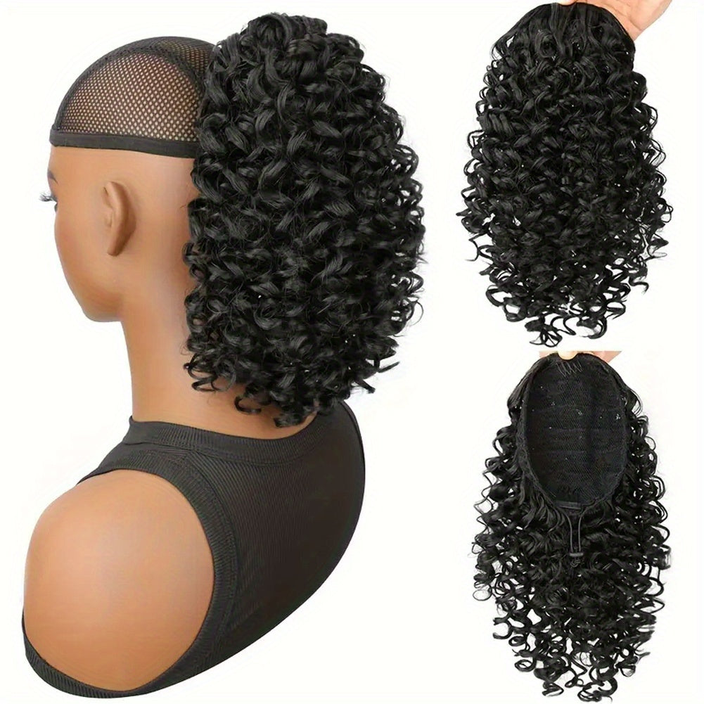 30.48 cm Drawstring Ponytail Extension for Women Short Synthetic Curly Ponytail Extension Pony tails Drawstring Hair Pieces for Daily Use